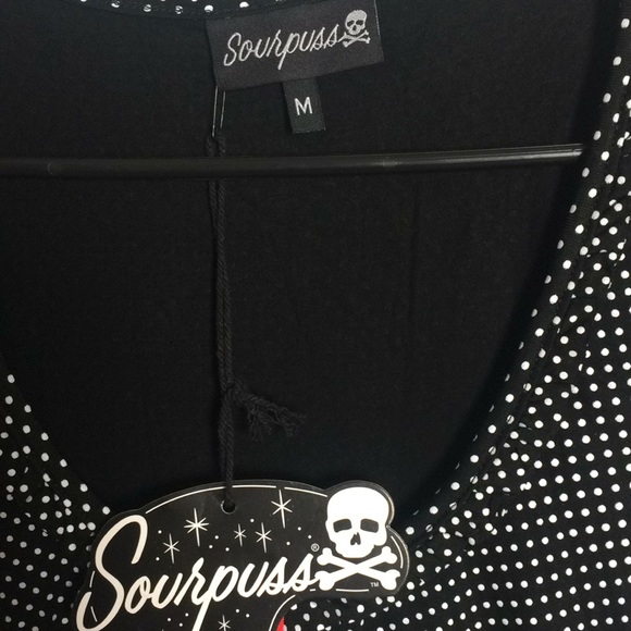Pin up retro rockabilly Sourpuss polka dot top - Picture 2 of 3